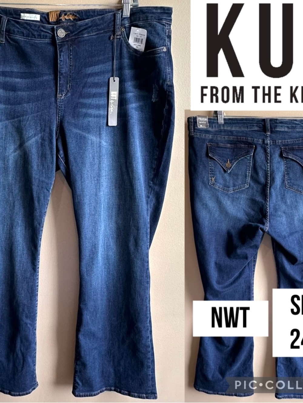 NWT Kut From The Kloth Womens Jeans Felicia Baby Bootcut Button Flap Pockets 24W